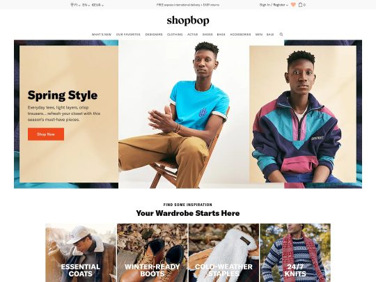 Shopbop Men review, a site that is one of many popular Men's eCommerce Stores