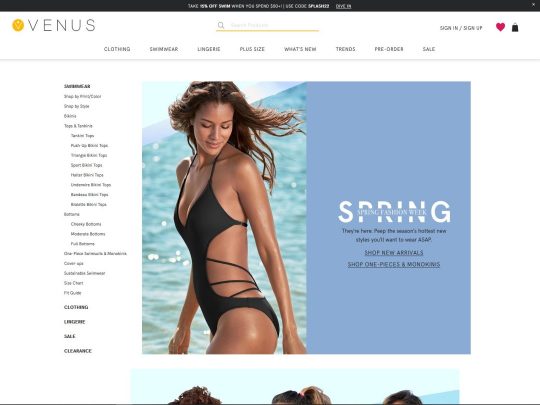 Venus review, a site that is one of many popular Women's Swimwear Stores