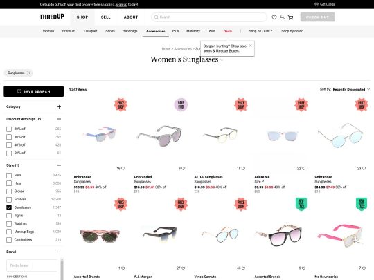ThredUp Sunglasses review, a site that is one of many popular Sunglasses Stores