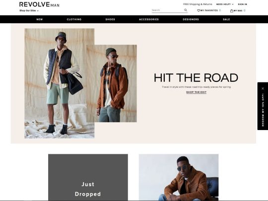 Revolve Man an eCommerce Shop With a Selection of Clothing Items and Accessories For Men