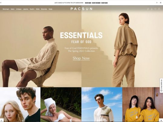 PacSun is an eCommerce store with great deals on dresses, swimwear, and skirts for men, women, and kids.