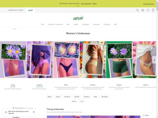 Aerie Underwear review, a site that is one of many popular Women's Underwear Stores