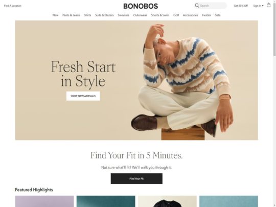 Bonobos review, a site that is one of many popular Men's eCommerce Stores