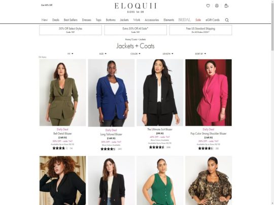 Eloquii Jackets review, a site that is one of many popular Female Jacket Stores