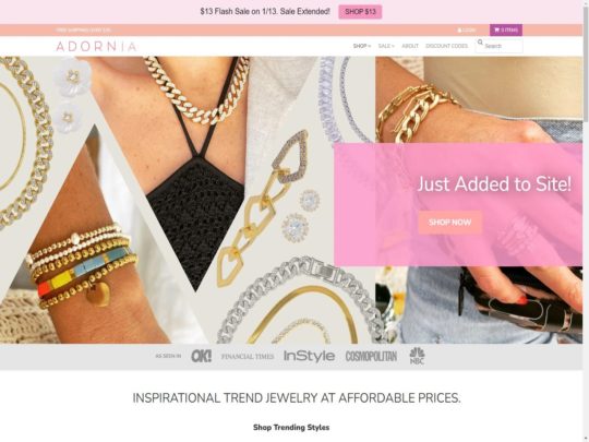 Adornia review, a site that is one of many popular Women's Jewellery Stores