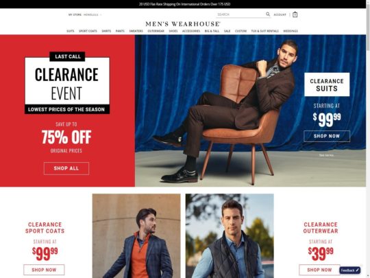Men's Wearhouse review, a site that is one of many popular Male eCommerce Stores