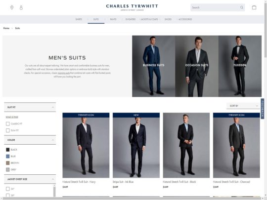 Charles Tyrwhitt Suits review, a site that is one of many popular Men's Suit Stores