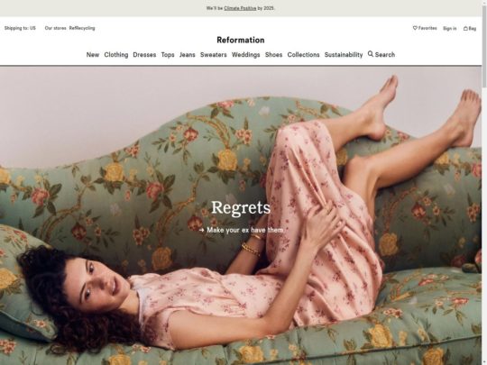 Reformation review, a site that is one of many popular Female eCommerce Stores