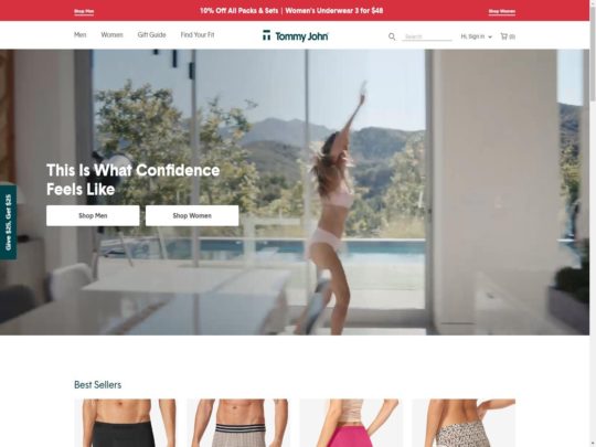 Tommy John review, a site that is one of many popular Underwear Stores