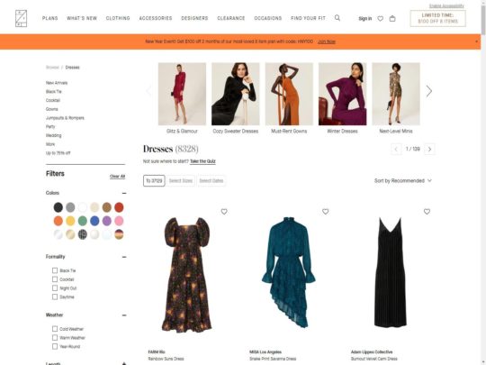 Rent the Runway review, a site that is one of many popular Stores for Dresses