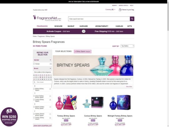 BritneySpears Fragrances review, a site that is one of many popular Celebrity Fragrances