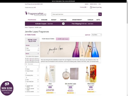 JenniferLopezFragrances review, a site that is one of many popular Celebrity Fragrances