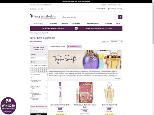 TaylorSwiftFragrances review, a site that is one of many popular Celebrity Fragrances