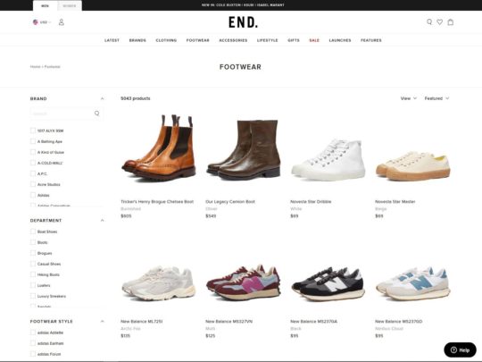 Step up your footwear game with EndClothing: Your go-to source for premium sneakers, boots, and more.