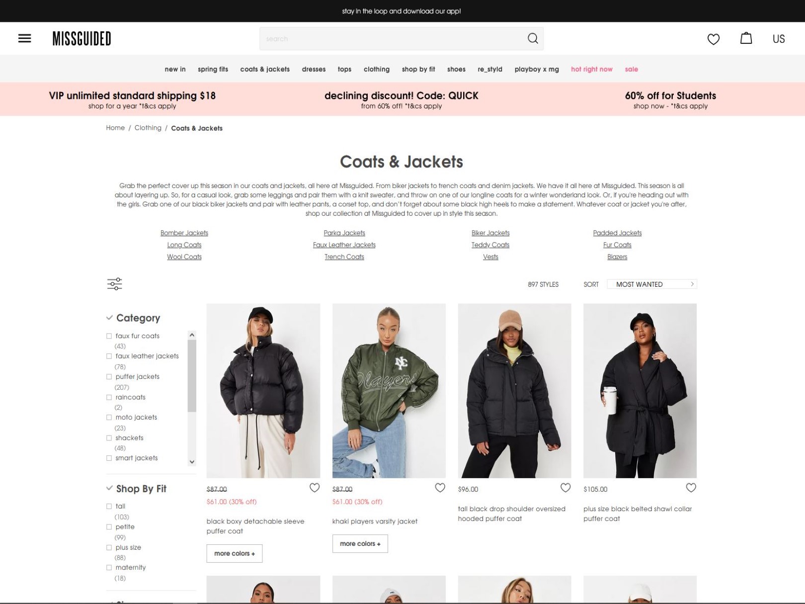 Missguided puffer deals jacket review