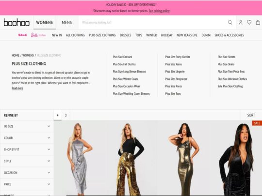 Boohoo Plus review, a site that is one of many popular Plus Sized Women's Clothing