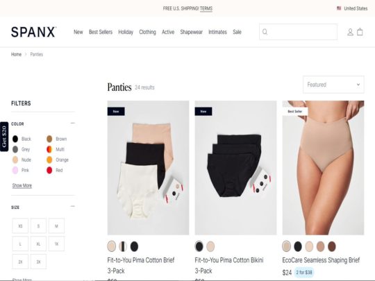 Spanx Panties review, a site that is one of many popular Women's Underwear Stores