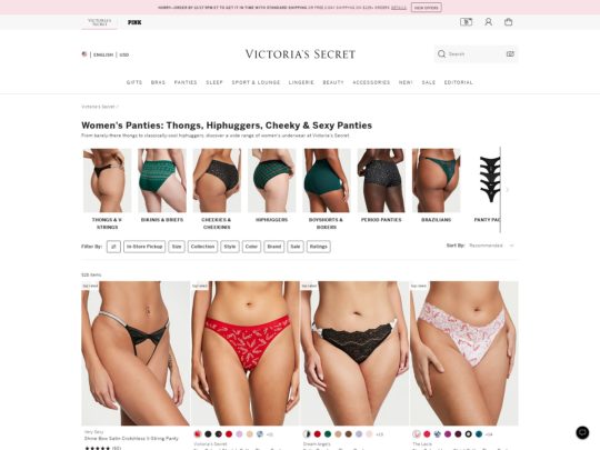 Victoria's Secret Panties review, a site that is one of many popular Women's Underwear Stores