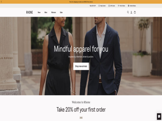 Rhone: Premium clothing brand, offering versatile, high-quality apparel designed for work, travel, and performance.