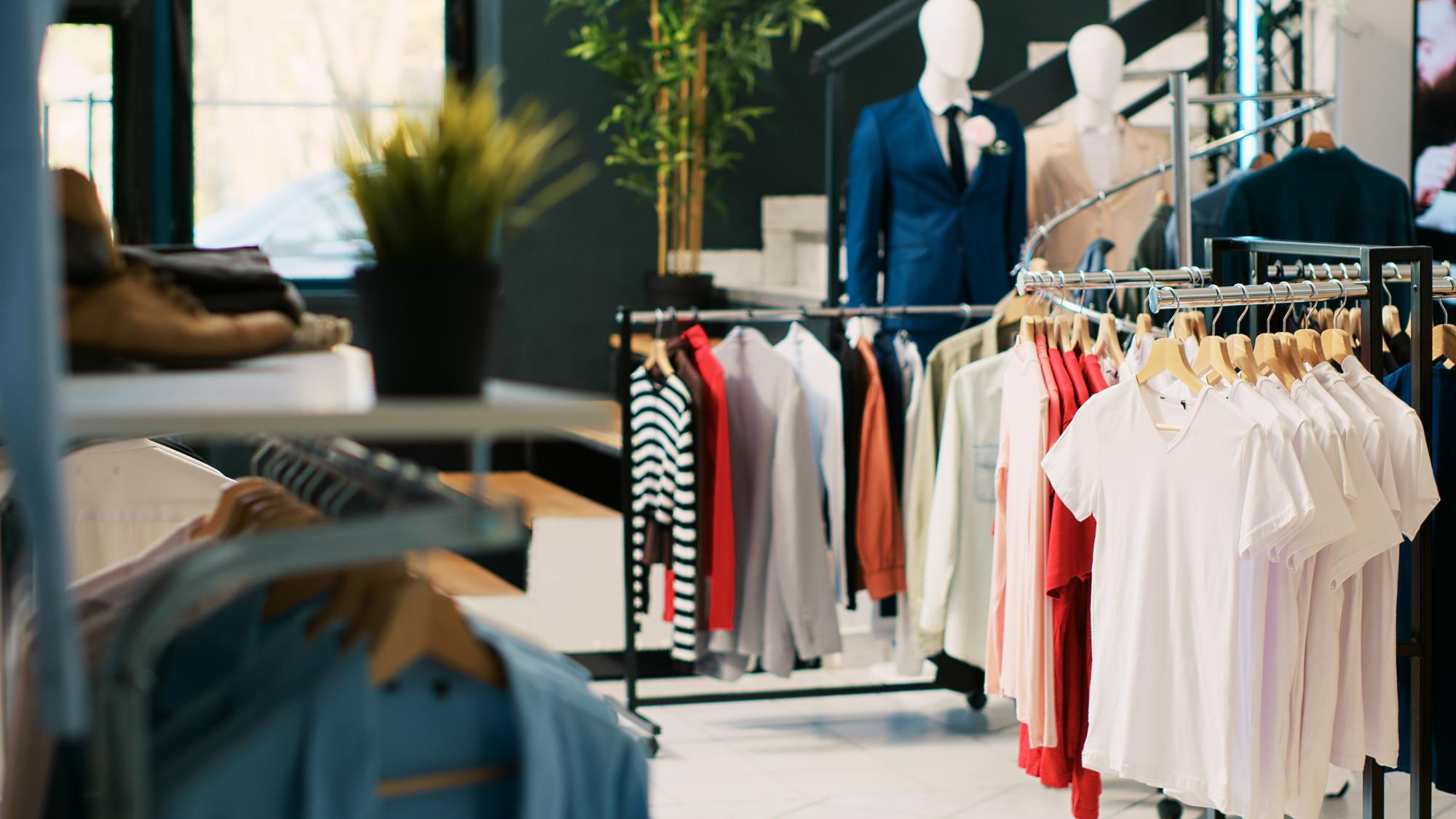Diverse selection of standout outfits from up-and-coming clothing brands, featuring creative designs, bold colors, and sustainable fabric choices.