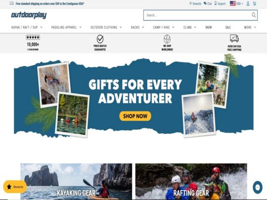 Shop Outdoorplay for outdoor gear and clothing, including kayaking, camping, hiking, and paddleboarding essentials.