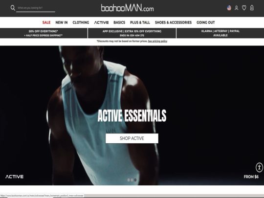 boohooMAN: Trendy, affordable men's fashion offering streetwear, casual styles, and activewear for the modern wardrobe.