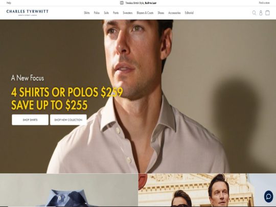Charles Tyrwhitt offers high-quality men's shirts, suits, and accessories with a focus on classic British style and craftsmanship.