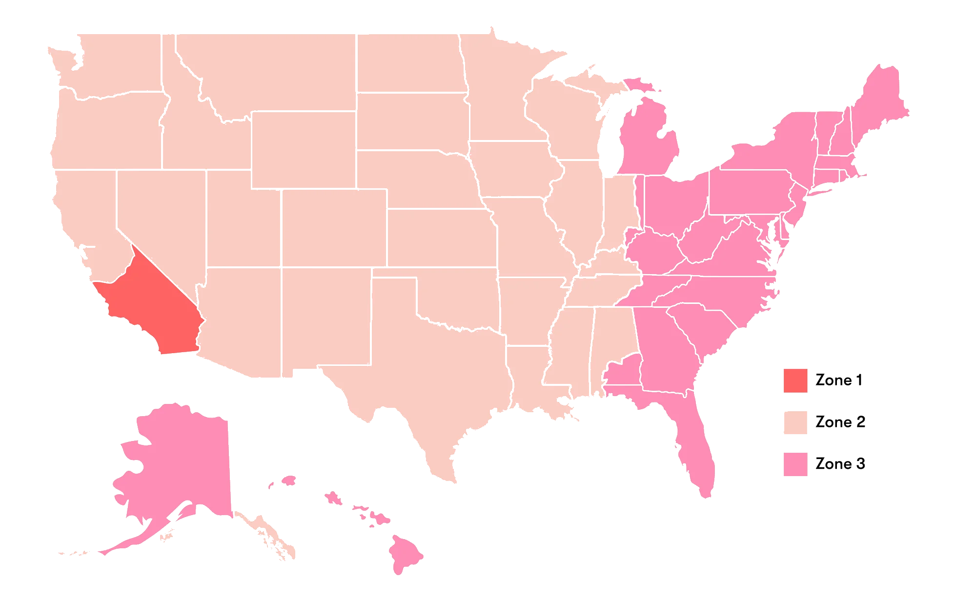 US Shipping Zones Map for Delivery Timing
