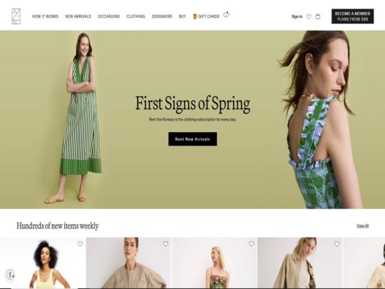 Rent the Runway is a fashion rental service offering designer clothing and accessories for special occasions and everyday wear.