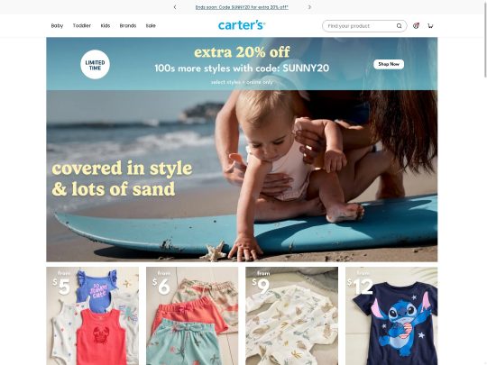 Carter’s offers quality baby and kids’ clothing, essentials, and accessories trusted by parents for comfort and style.
