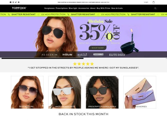 TopFoxx is a women-led eyewear brand offering stylish, affordable glasses with global shipping and inclusive designs.