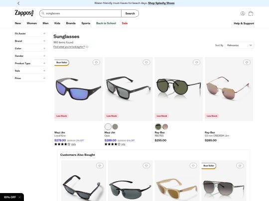 Zappos offers a wide selection of brand-name sunglasses with free U.S. shipping, easy returns, and top-rated customer service.